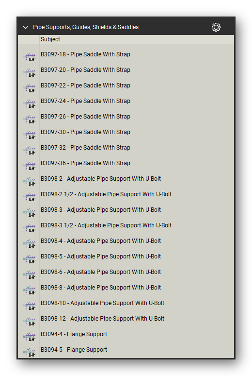 Pipe supports guides and shields count tools in a Bluebeam Revu tool set