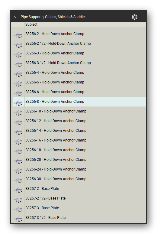 Pipe supports guides and shields count tools in a Bluebeam Revu tool set
