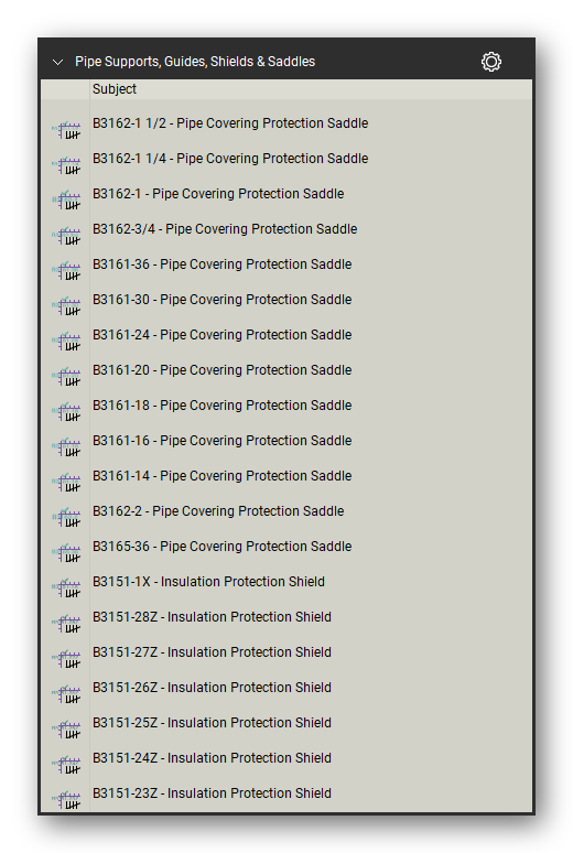 Pipe supports guides and shields count tools in a Bluebeam Revu tool set