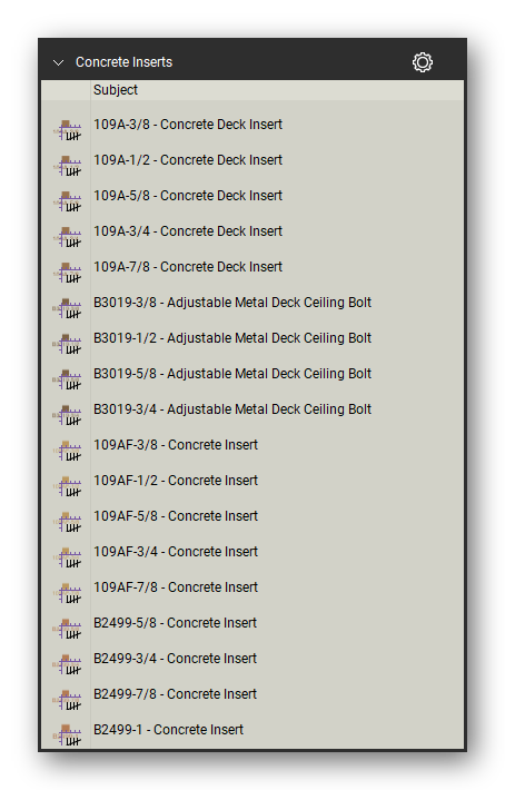 Concrete inserts count tools in a Bluebeam Revu tool set