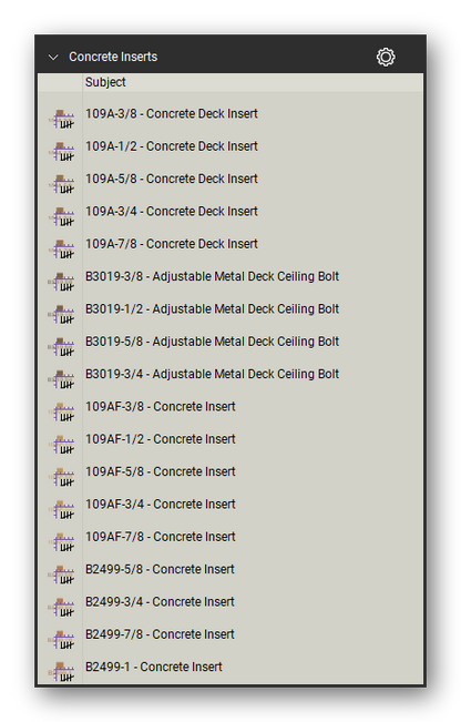 Concrete inserts count tools in a Bluebeam Revu tool set