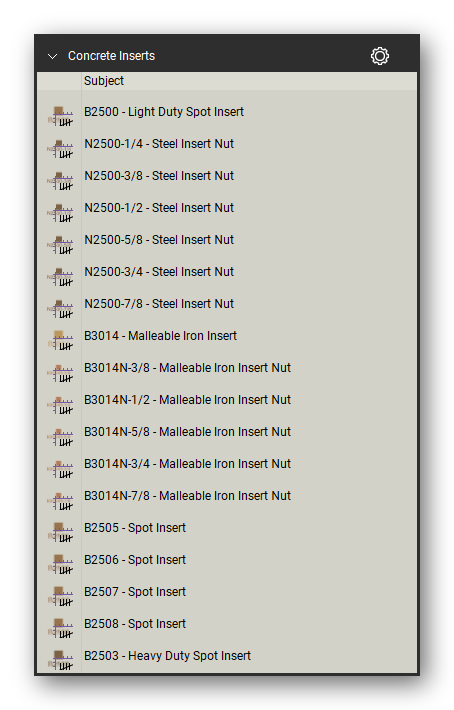 Concrete inserts count tools in a Bluebeam Revu tool set