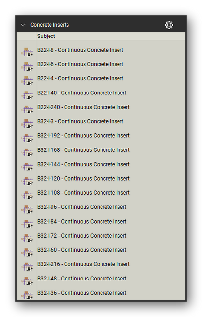 Concrete inserts count tools in a Bluebeam Revu tool set
