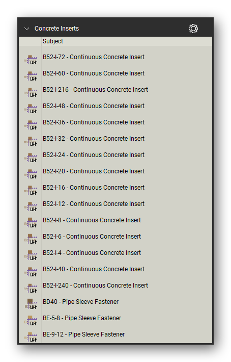 Concrete inserts count tools in a Bluebeam Revu tool set