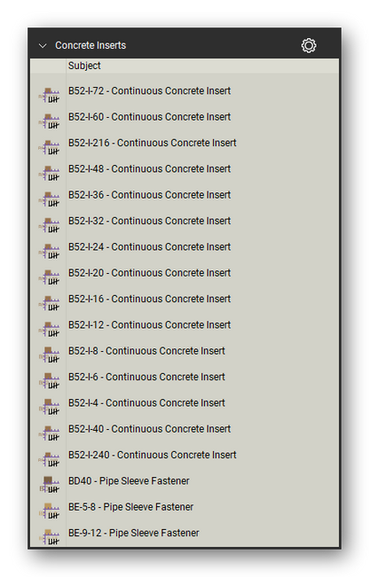 Concrete inserts count tools in a Bluebeam Revu tool set