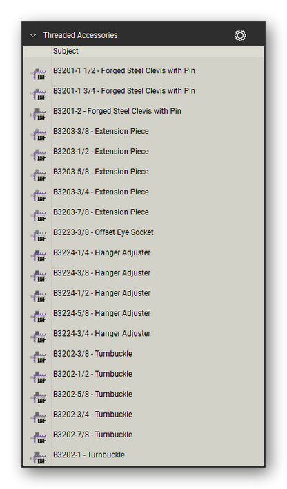 Threaded accessories count tools in a Bluebeam Revu tool set