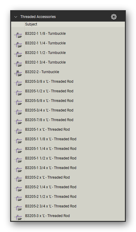 Threaded accessories count tools in a Bluebeam Revu tool set
