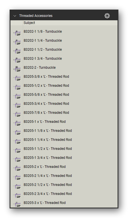 Threaded accessories count tools in a Bluebeam Revu tool set