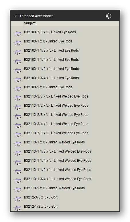 Threaded accessories count tools in a Bluebeam Revu tool set