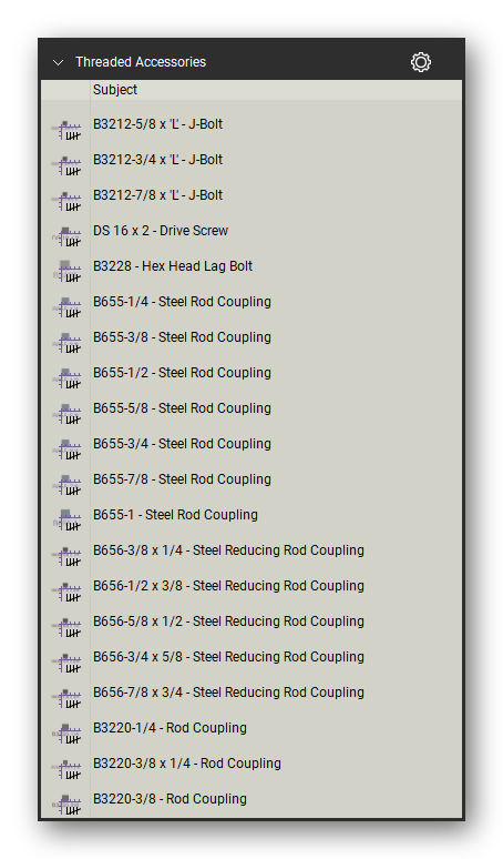 Threaded accessories count tools in a Bluebeam Revu tool set