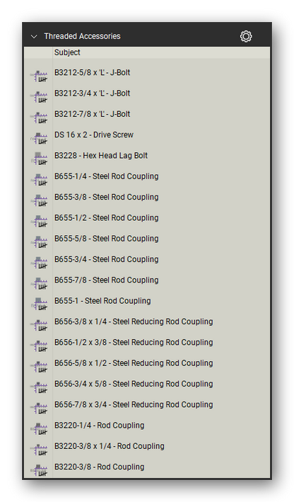 Threaded accessories count tools in a Bluebeam Revu tool set