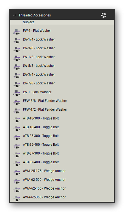Threaded accessories count tools in a Bluebeam Revu tool set