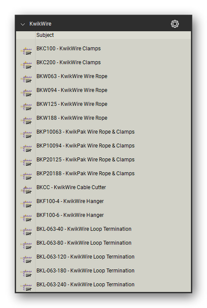 Kwikwire cable hangers count tools in a Bluebeam Revu tool set
