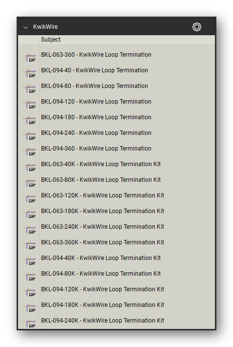 Kwikwire cable hangers count tools in a Bluebeam Revu tool set