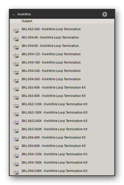 Kwikwire cable hangers count tools in a Bluebeam Revu tool set
