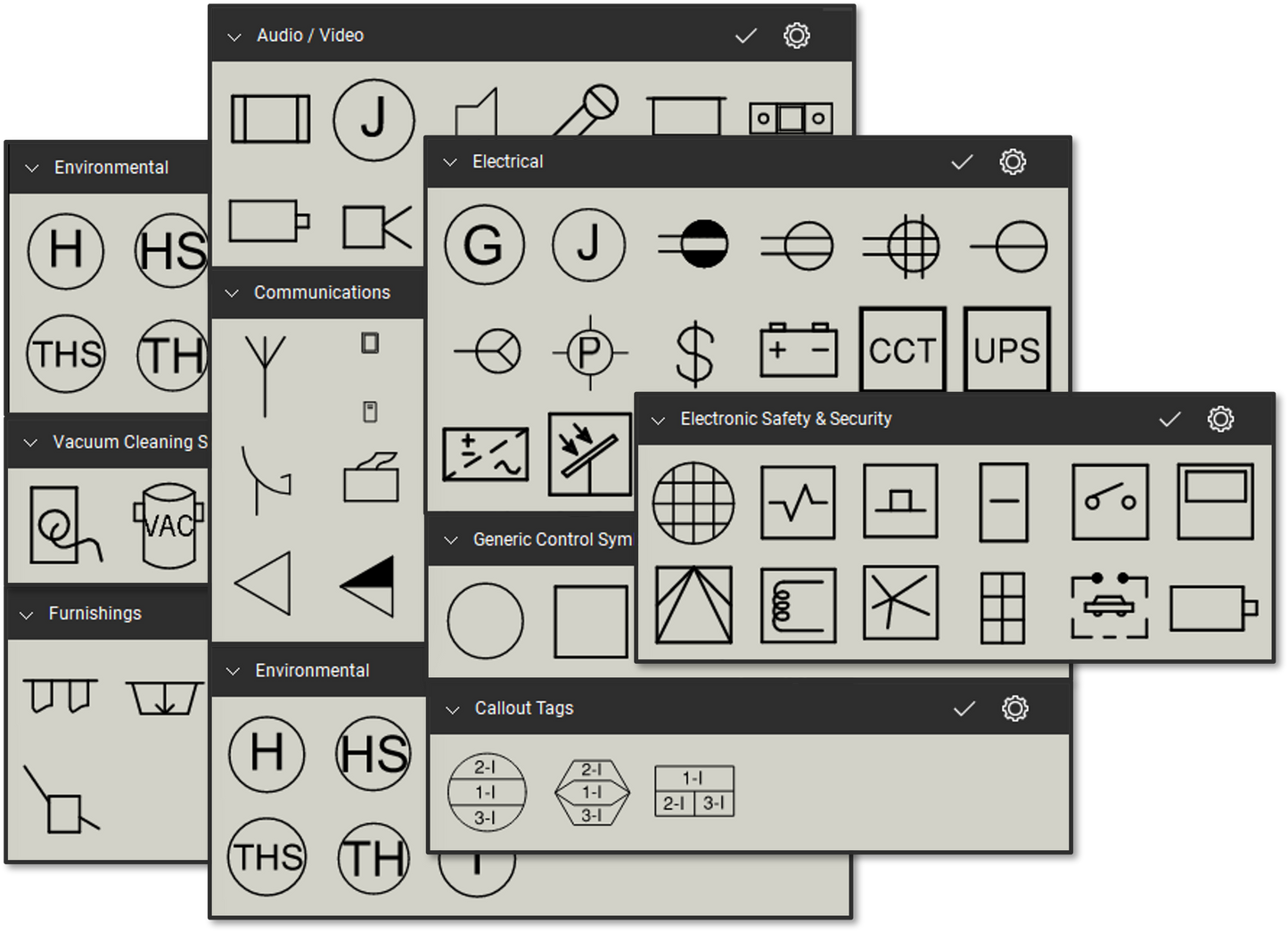 AV & Control Symbols (ANSI-J-STD-710) Bluebeam Tool Set
