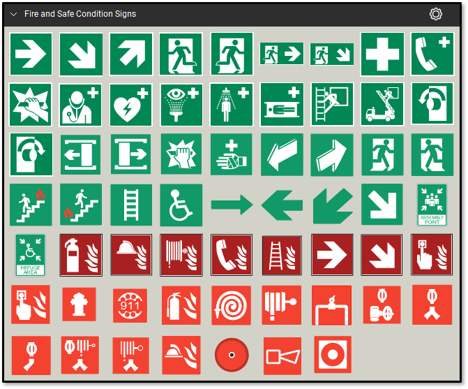Emergency Evacuation Map Symbols Vector Fire Emergency Icons. Signs Of