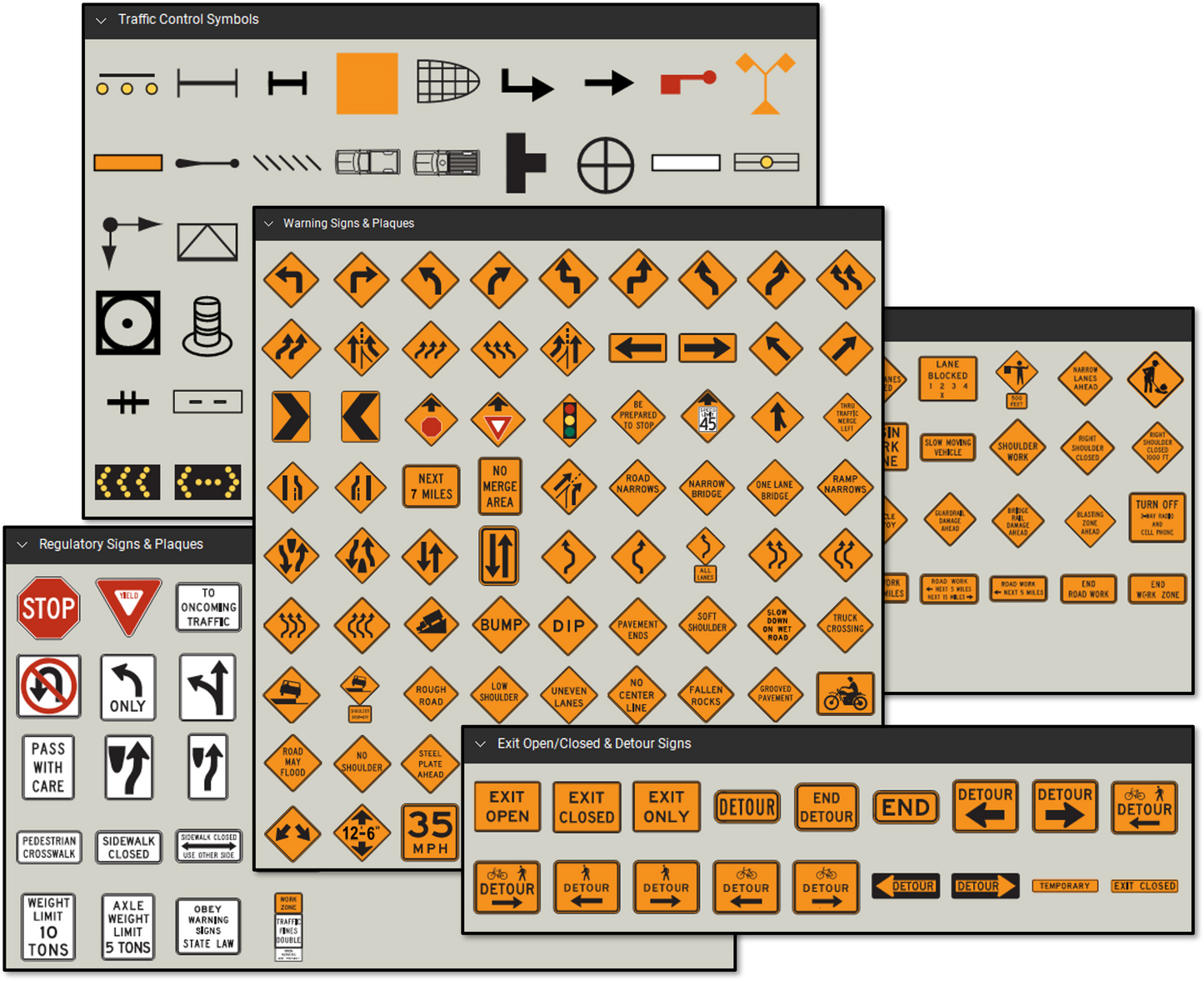 Bluebeam traffic control tool set - MUTCD Symbols