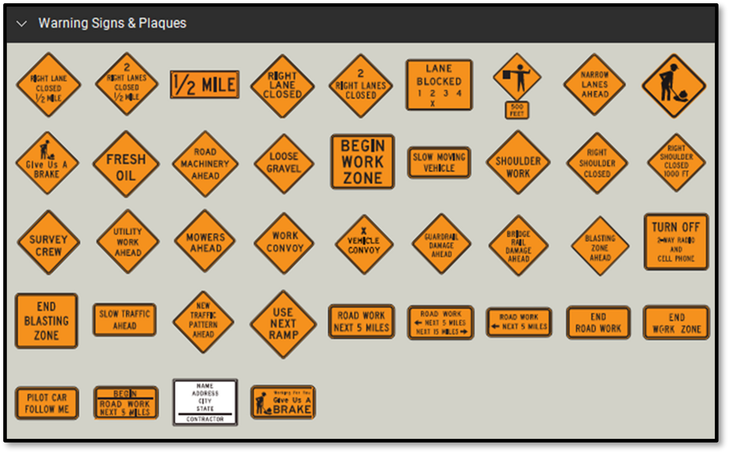 Manual on Uniform Traffic Control Devices (MUTCD) Bluebeam Tool Set