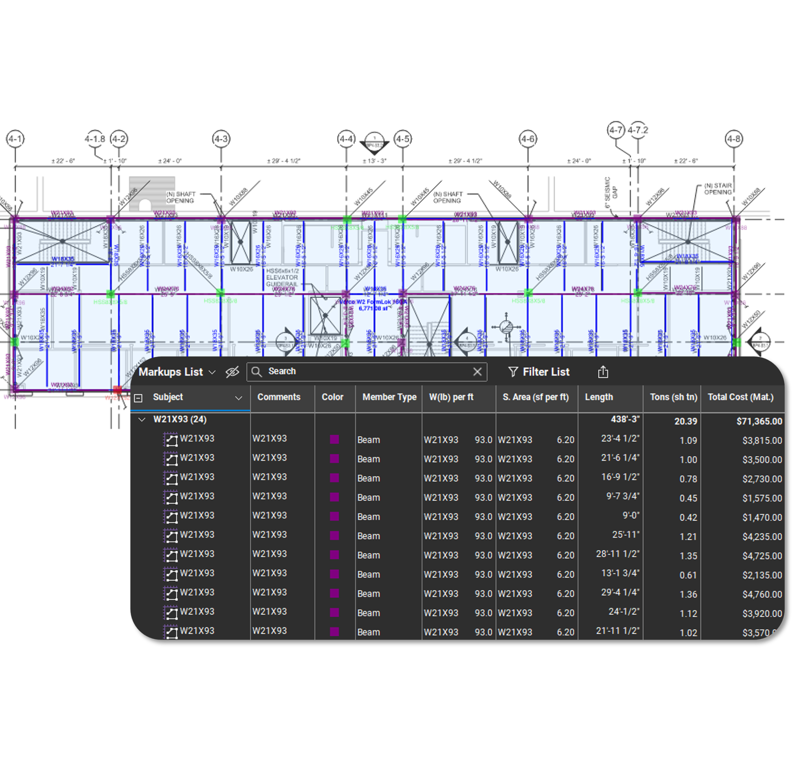 Bluebeam Rigging Bluebeam Structural Steel Estimating - The Best Picture Of Beam