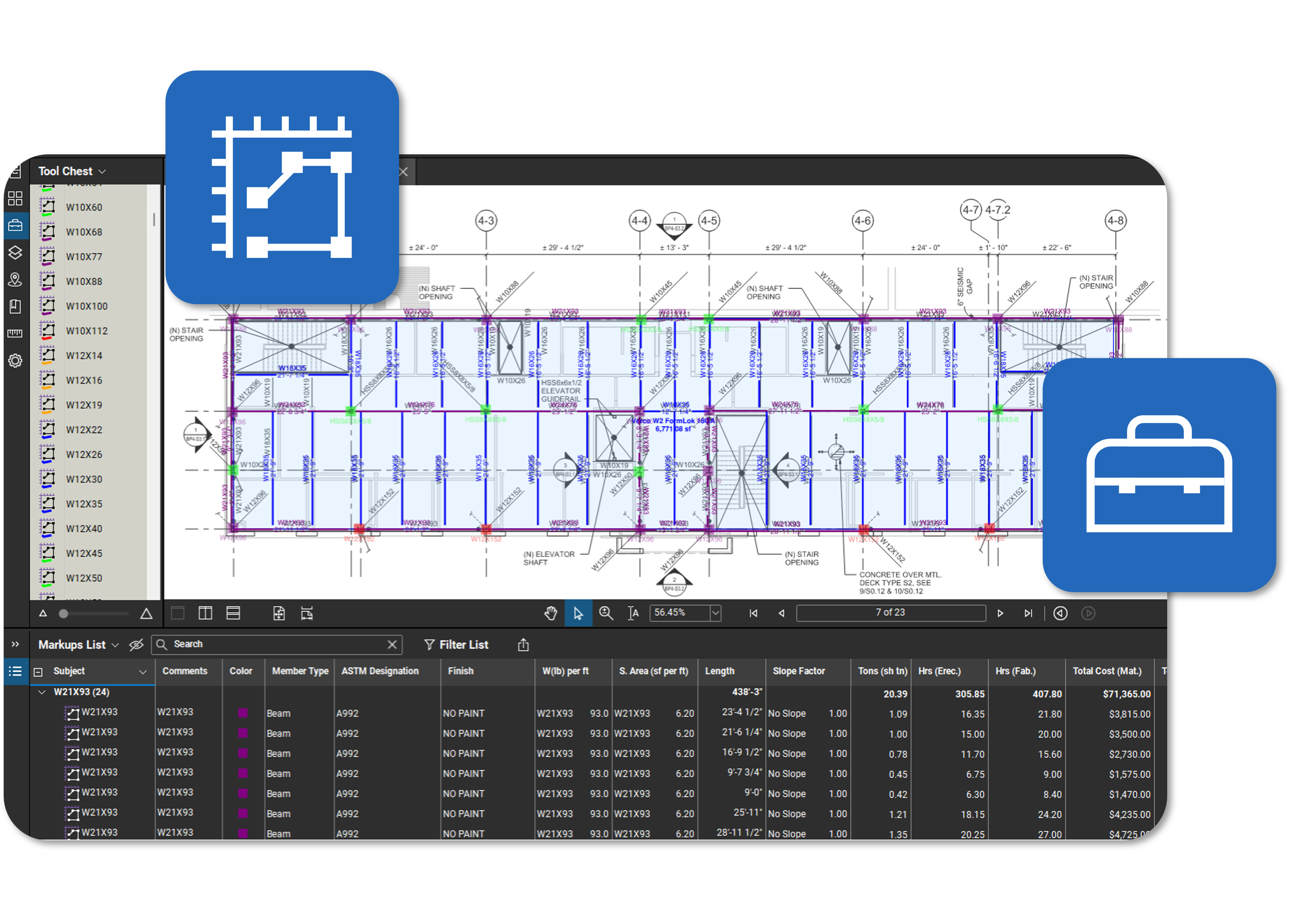 Bluebeam Revu® Structural Steel Takeoff & Estimating Tool Set ...