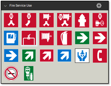 Service use markup in the Fire Safety and Emergency Symbols Bluebeam tool set