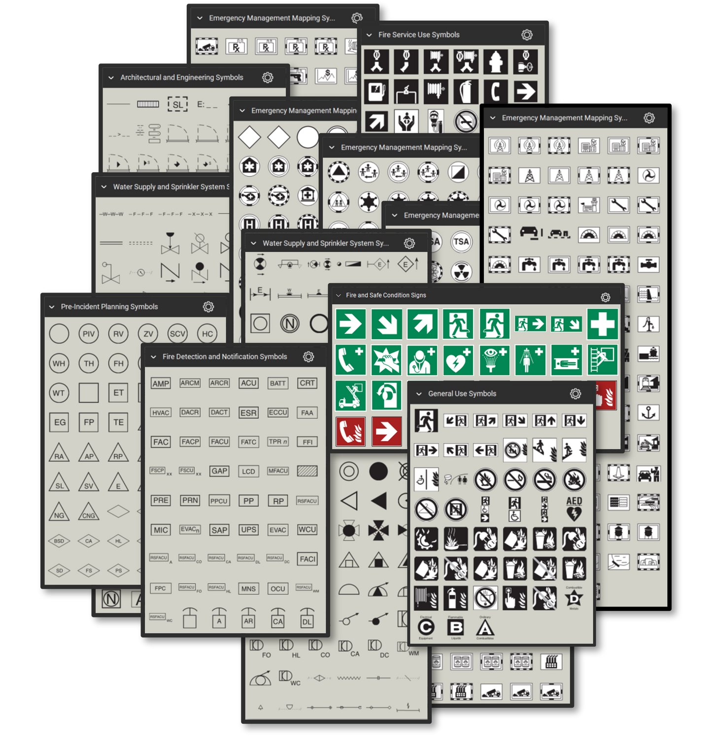 Fire Safety and Emergency Symbols Bluebeam Tool Set