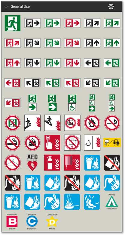 General use markup in the Fire Safety and Emergency Symbols Bluebeam tool set